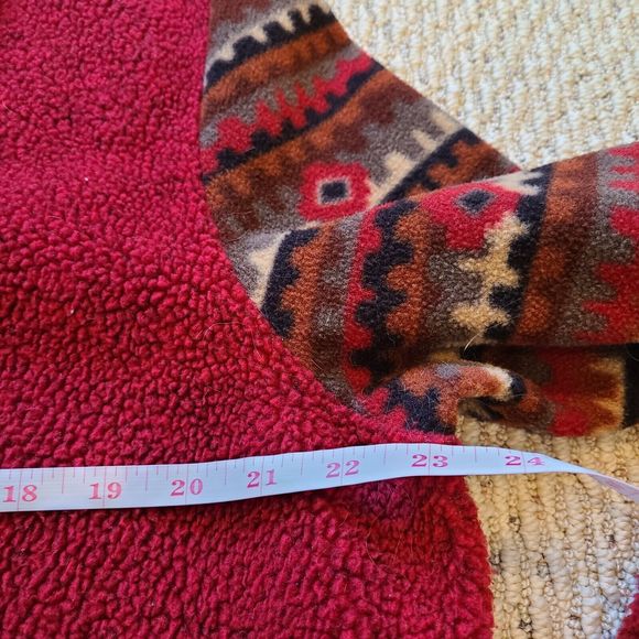 Rare SuzKnits Womens Aztec Fleece Jacket Large Red Merino Wool Southwestern - Picture 6 of 8